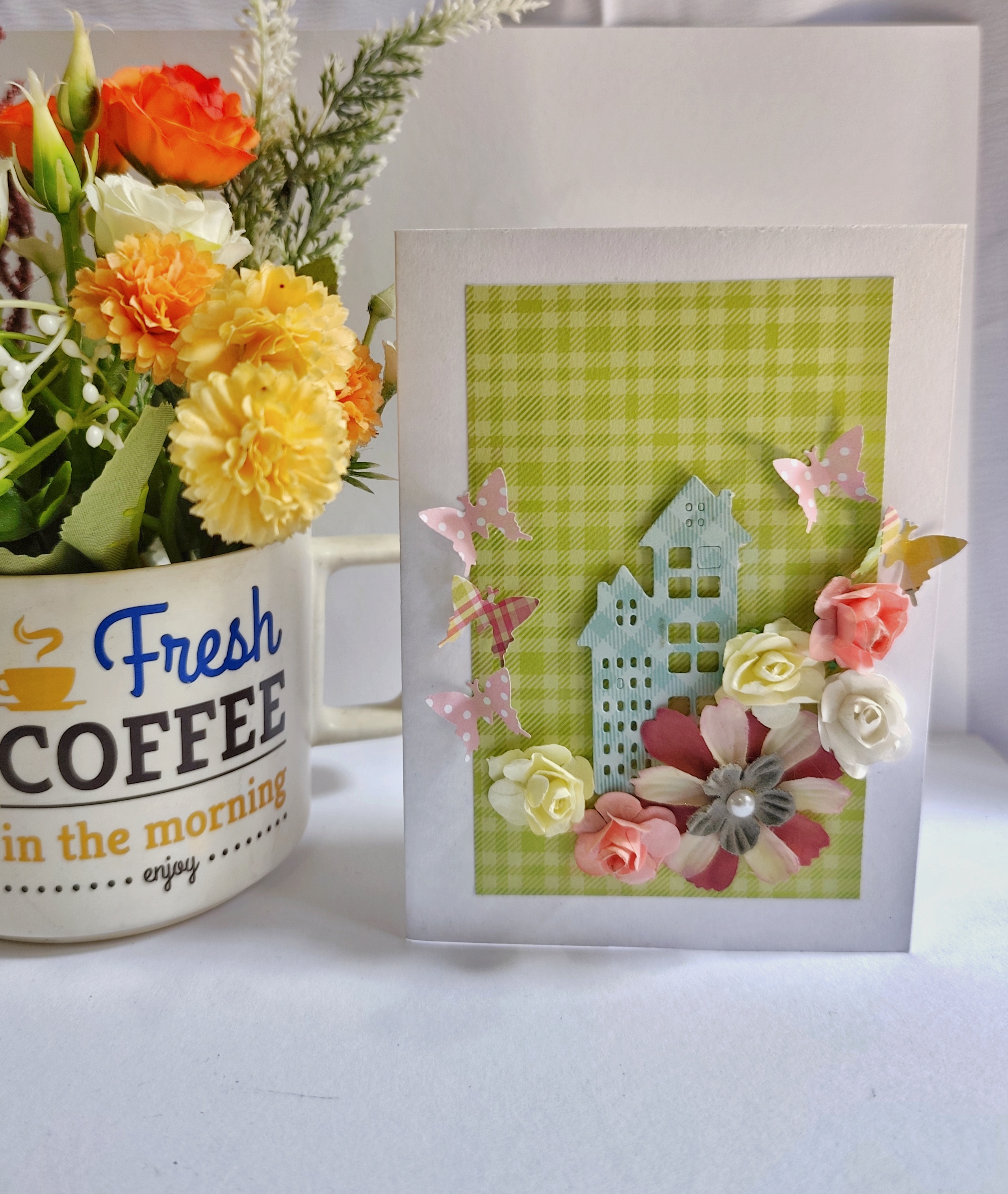 Nature impressed mini Floral Greeting Card